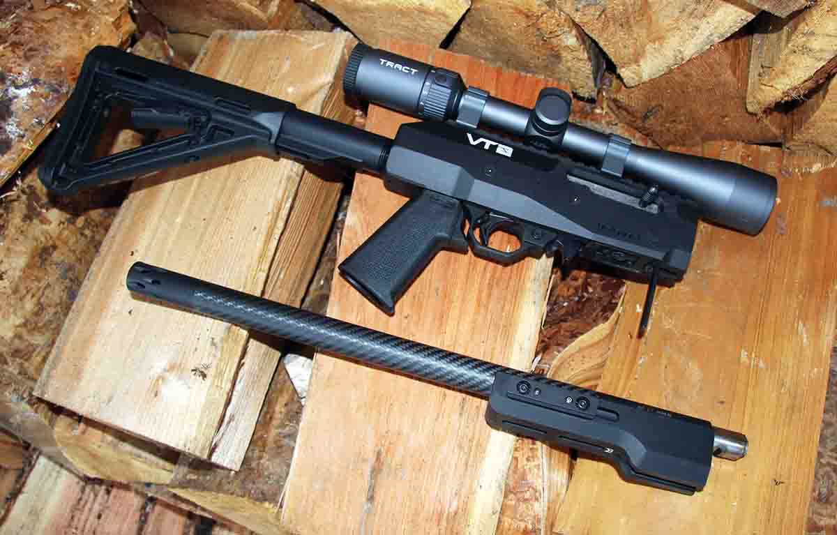 Volquartsen’s VT2 Takedown Rifle can be disassembled and reassembled in a matter of seconds using an ingenious integral system requiring no tools.